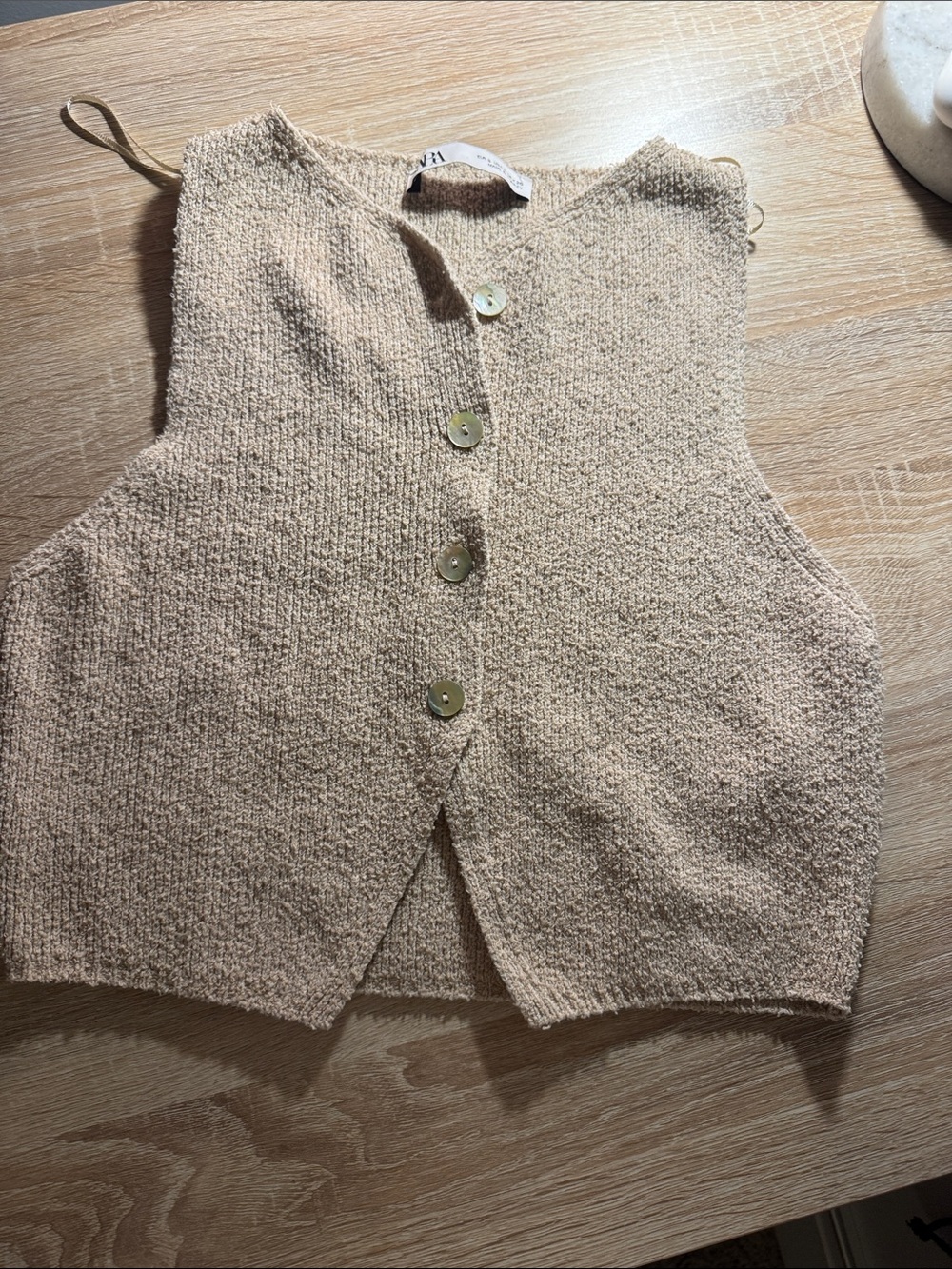 Zara Cream Knit Button-Front Women's Sweater Vest